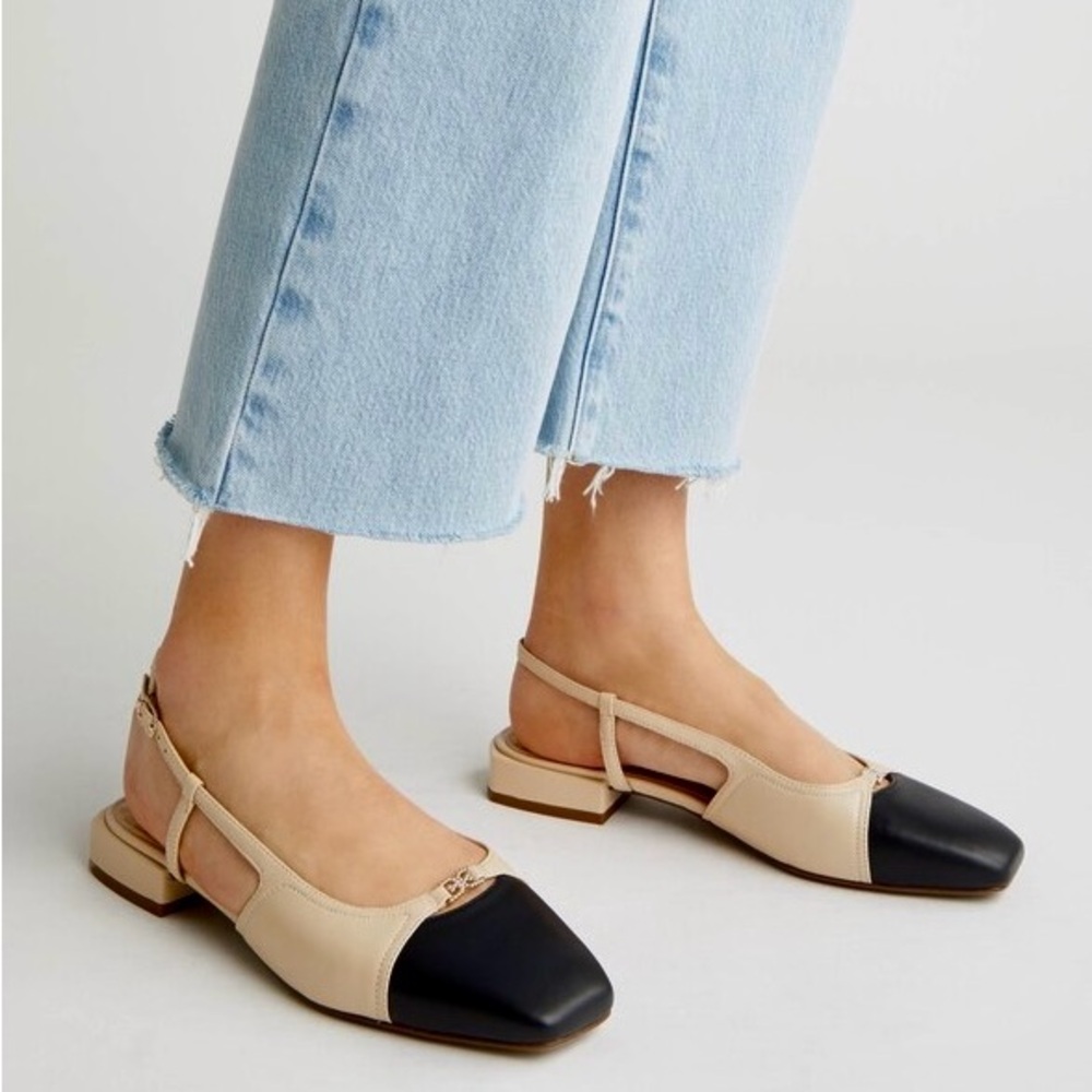 Sam Edelman Kara 2 Beige and Black Slingback Flats